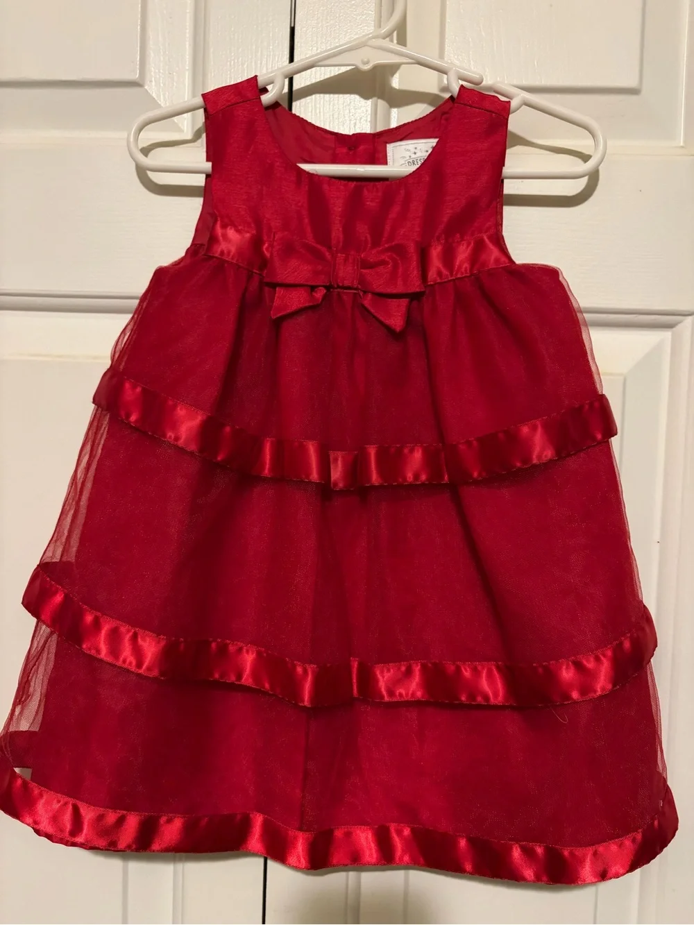 Gymboree Red Satin-Trim Tiered Bow Party Dress